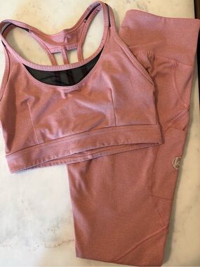 Women's Dusty Rose Racerback Sports Bra and High-Waist Leggings Set